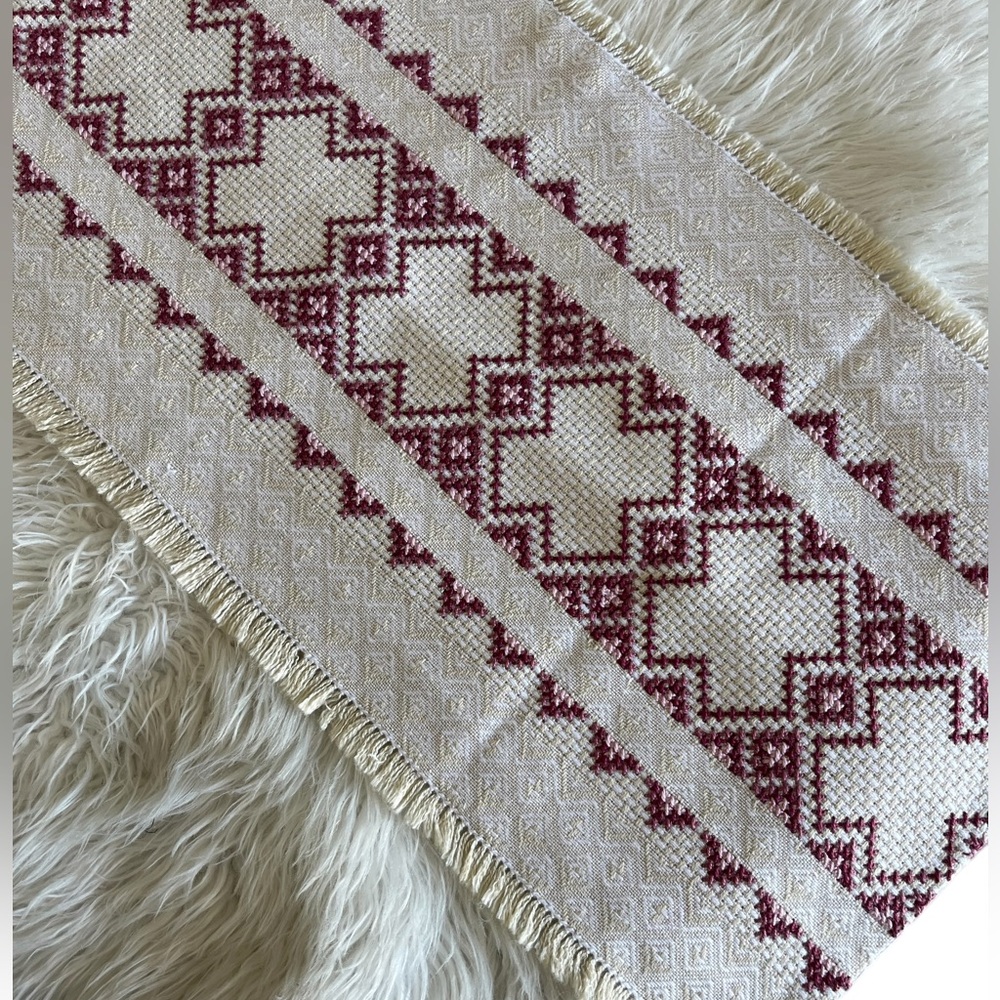 Handcrafted Geometric Patterned Table Runner - image 2